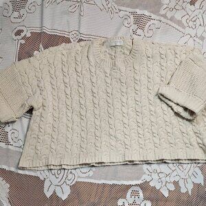 Juliana's Boutique Cream Crew Neck Oversized Cable Knit Sweater